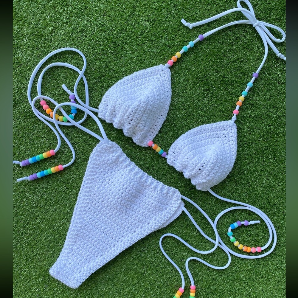 NWOT crochet beaded bikini